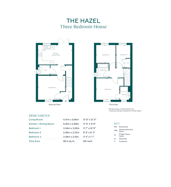 A floor plan for a three bedroom house is displayed.
