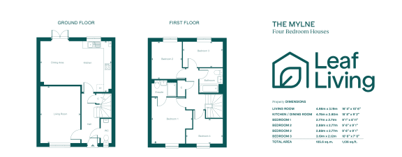 Floorplan for 4 bedroom Mylne home at Leaf Living in Church Crookham.