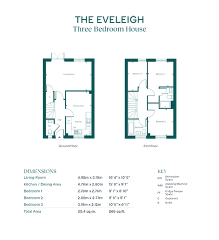 A floor plan of a three-bedroom house is displayed.