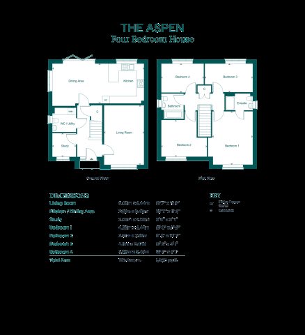 A floor plan of a four bedroom house with a detailed description of each room.