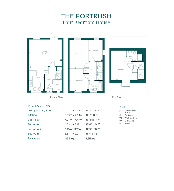A floor plan for a four bedroom house is displayed.