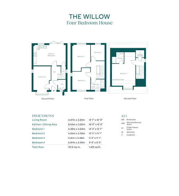 A floor plan for a four bedroom house is displayed.