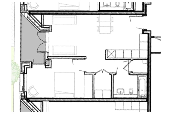 a schematic floor plan of a house