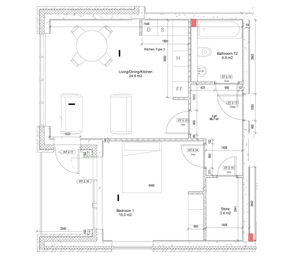 the floor plan of the ground floor of a house