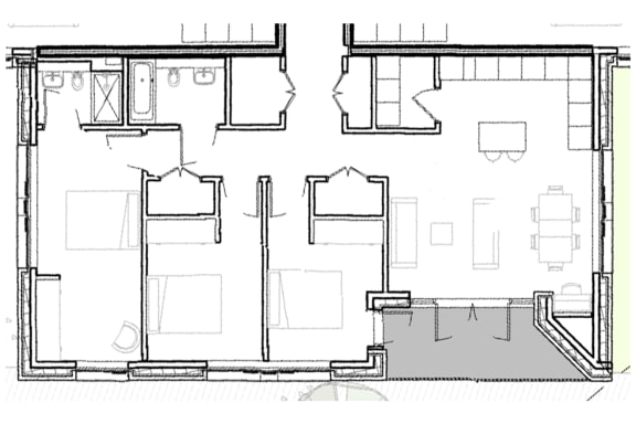 a schematic diagram of a floor plan of a house