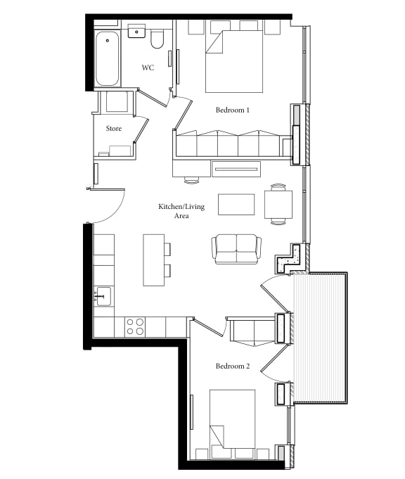 One Lime Street 2 Bed Floor Plan