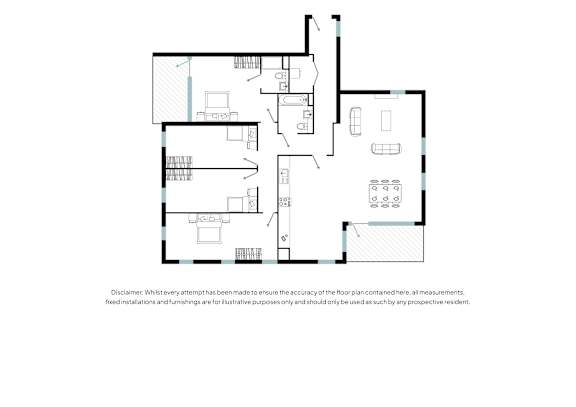 a floor plan of a house with a bedroom and a patio