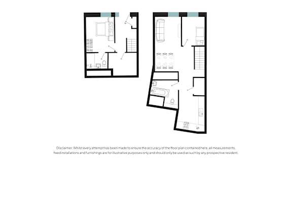 A floor plan of a two-story residential building.