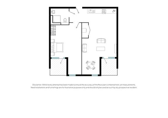 a floor plan of a house with a bedroom and a living room