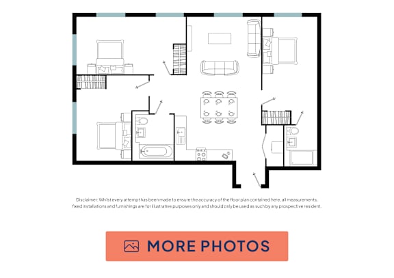 A floor plan of a house with a kitchen, living room, and dining area.