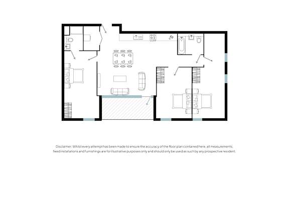 a floor plan of a house with a bedroom and a living room