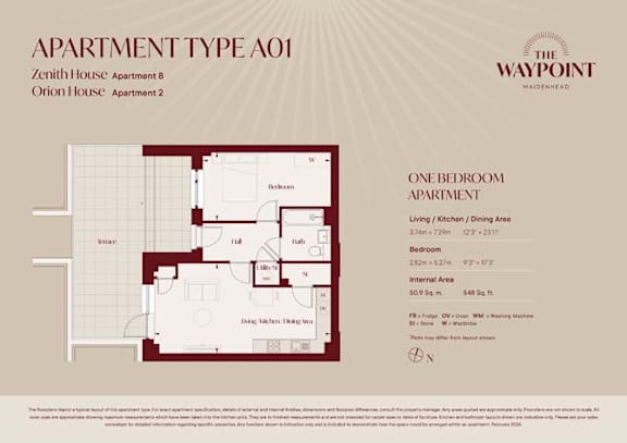 A01 Floorplan at The Waypoint Apartments, Maidenhead, SL6 8YH