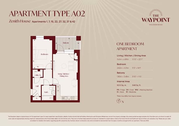 A02 Floorplan at The Waypoint Apartments, Maidenhead, SL6 8YH