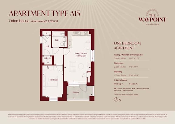 A15 Floorplan at The Waypoint Apartments, Maidenhead