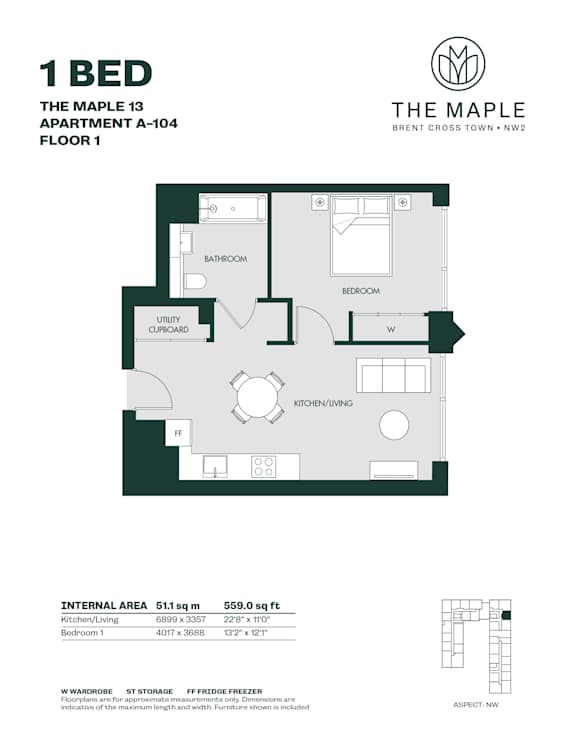 1 bedroom- A4- The Maple 13