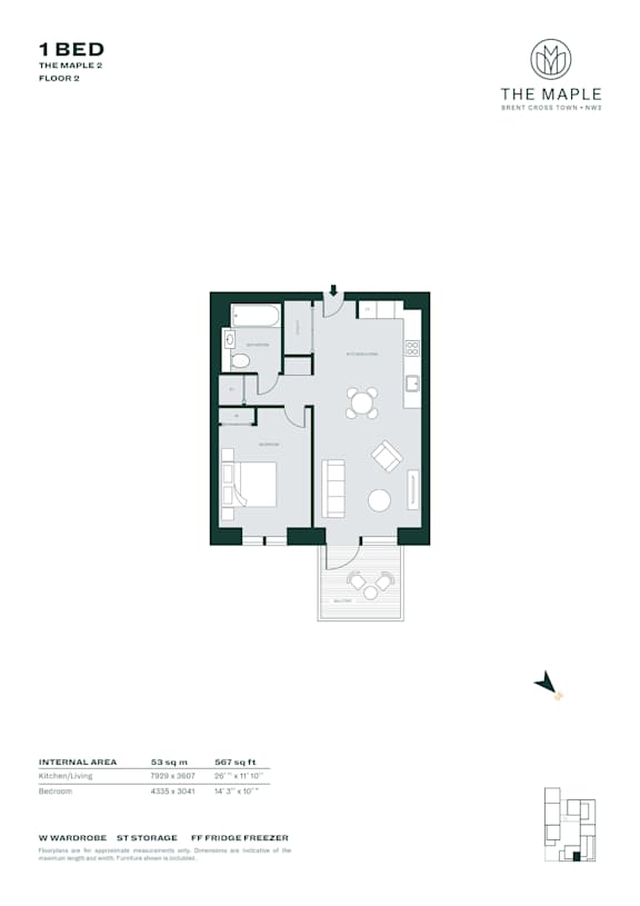 Maple 2- 1 Bed- A1