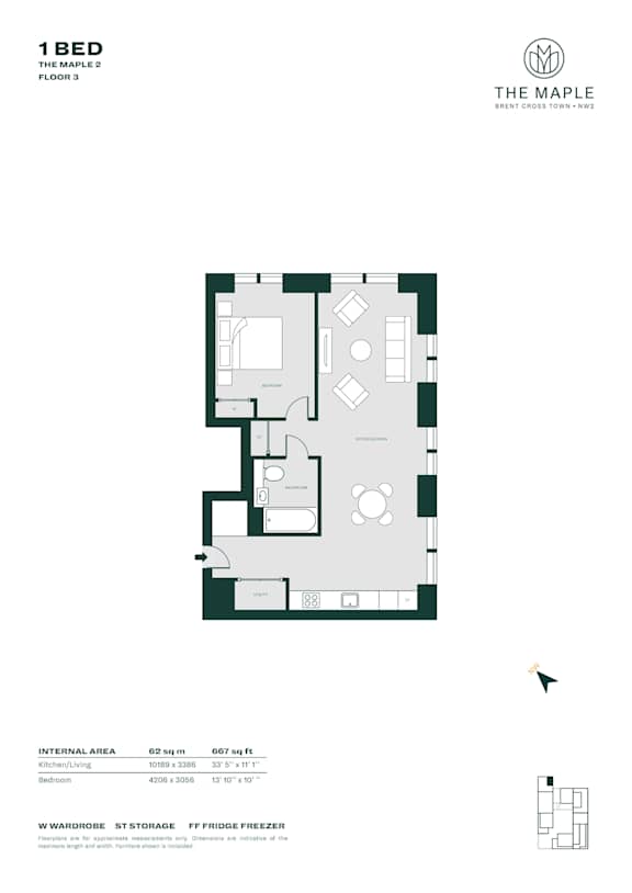 Maple 2-  1 Bed- A3