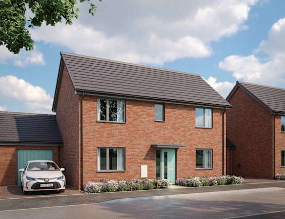 Floor Plan  A white car is parked in front of a red brick house at The Foundry Apartments, Bordon, GU35 9FE