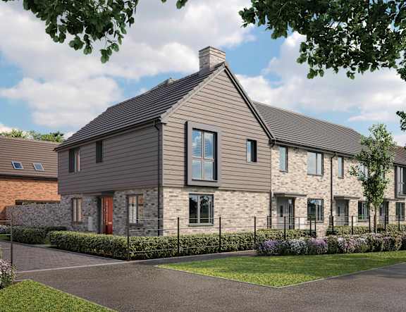 Floor Plan  A modern house with a grey exterior and a red door at The Foundry Apartments, Bordon, GU35 9FE