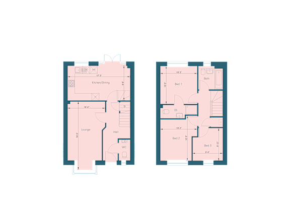 a floor plan of two different floors of a house
