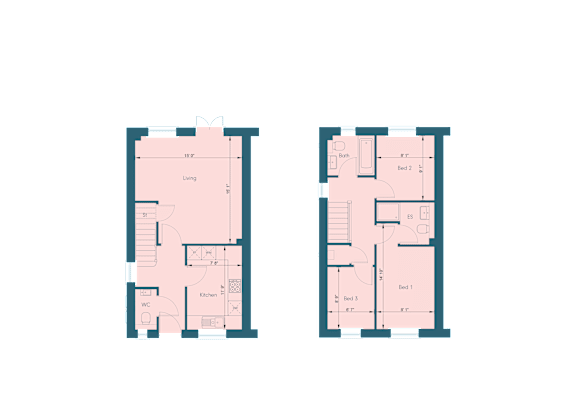 a floor plan of two different floor plans of a house