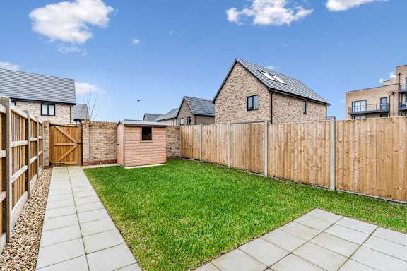 Backyard with Wooden Fence at The Hawkings Apartments, Huntingdon, Cambridgeshire
