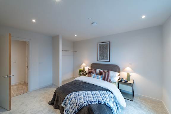 Modern Bedroom at Podium Apartments, Stretford, M16 0FR
