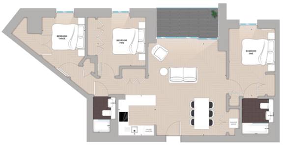 3 bed 2 bath at Alameda Apartments, Wembley