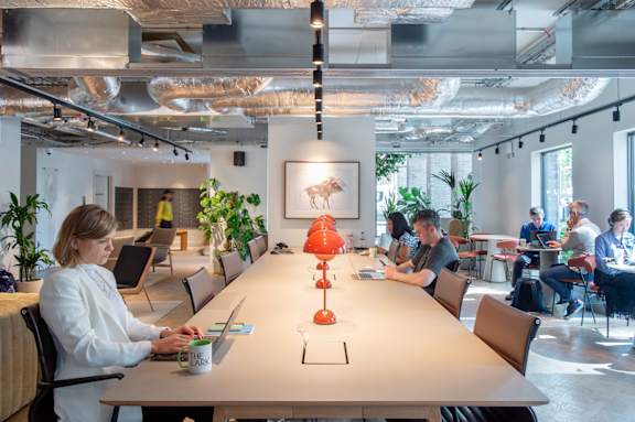 Long table at co-working space