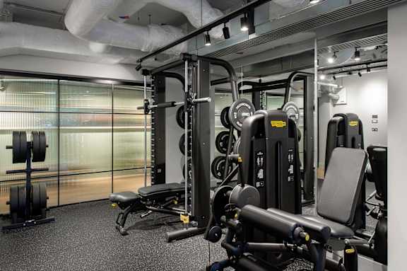 Gym with variety of modern equipments at The Lark, London, SW11 7EA