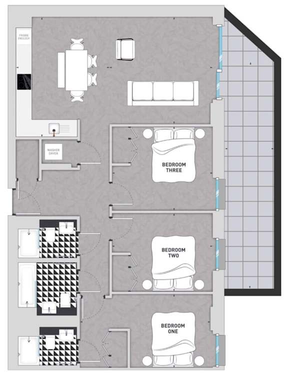 3 bed 2 bath at Beton Apartments, Wembley, HA9 0SL