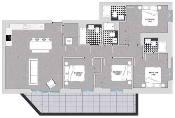 4 bed 3 bath at Beton Apartments, Wembley