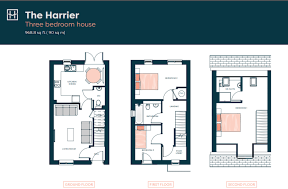 The Harrier Floor Plan at The Hawkings Apartments, Huntingdon, Cambridgeshire, PE28 4LT