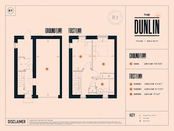 A floor plan for a property named The Dunlin, showing the layout of the ground floor and first floor.