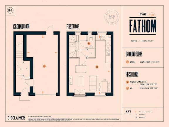 A floor plan for a property named The Fathom, showing the layout of the ground and first floor.