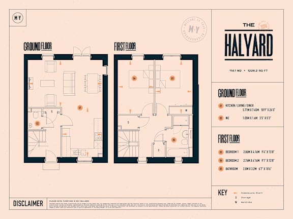 A floor plan for a property called The Halyard, showing the layout of the ground floor and first floor.