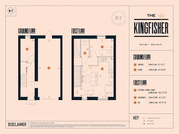 A floor plan for a property named The Kingfisher, showing the layout of the ground floor and first floor.