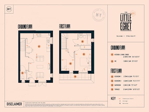 A floor plan for a property called The Little Egret shows the layout for the ground floor and first floor.