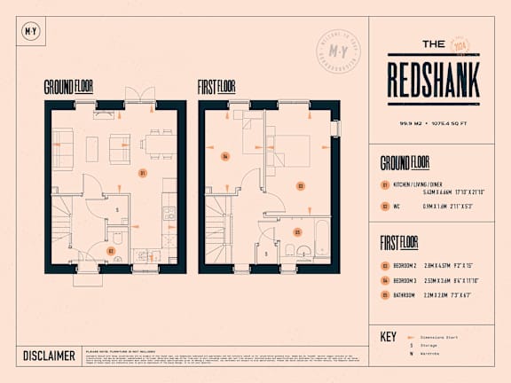 A floor plan for a property named The Redshank shows the layout of the ground floor and first floor.