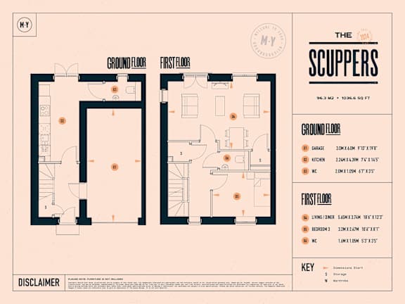 A floor plan for a property named The Scuppers, showing the layout of the ground floor and first floor.