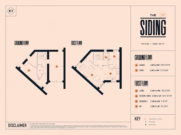 A floor plan for a property called The Siding, showing the layout of the ground floor and first floor.