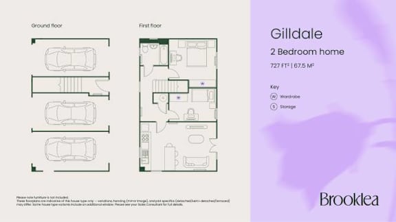 A 2 Bedroom home floor plan by Brooklea.