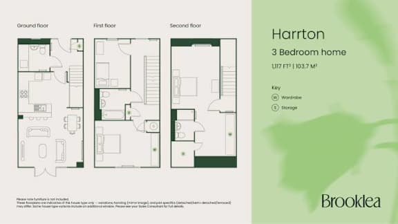 A floor plan for a 3 Bedroom home by Brooklea.