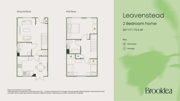 A floor plan for a 2 Bedroom home in Brooklea is displayed.