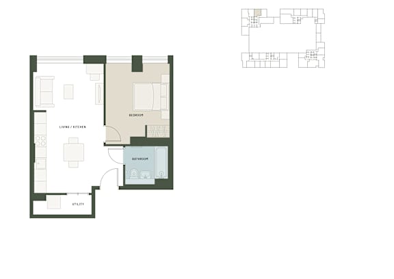 1Bed Floor Plan at Podium Apartments, Stretford, M16 0FR