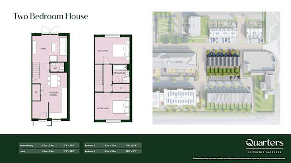 Two Bedroom Floor Plan at The Quarters Apartments, Dock Road, ME4 4UB