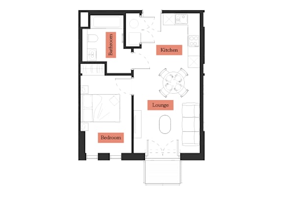 1 Bedroom Floor Plan 1 Bedroom Floor Plan at Slate Yard Apartments, Salford