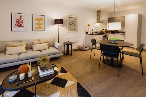 Living Room With Kitchen Living Room With Kitchen at Slate Yard Apartments, Salford, M3 5EX