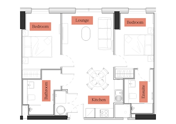 2 Bedroom Floor Plan at Slate Yard Apartments, Salford, M3 5EX