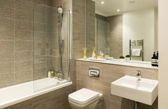 Spa Inspired Bathroom Spa Inspired Bathroom at Slate Yard Apartments, Salford, M3 5EX